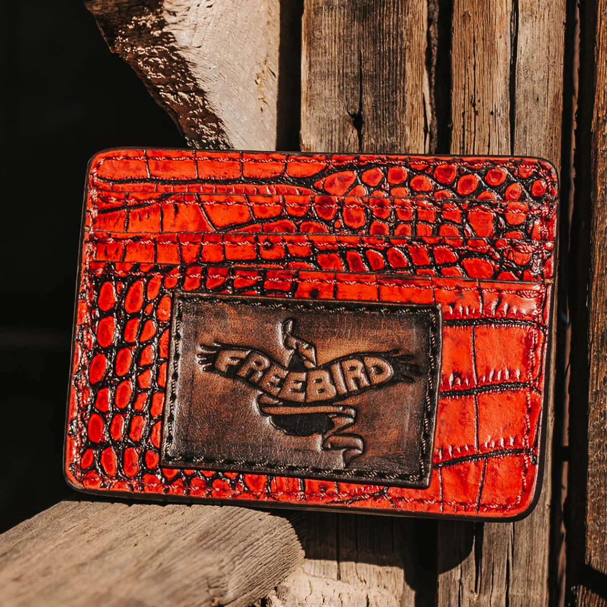 Outlet Freebird Stores Cc Wallet Red Croco
