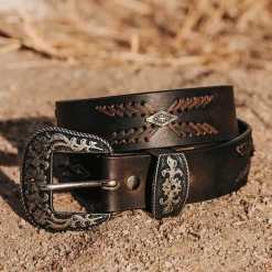 Clearance Freebird Stores Westbound Belt Black Distressed